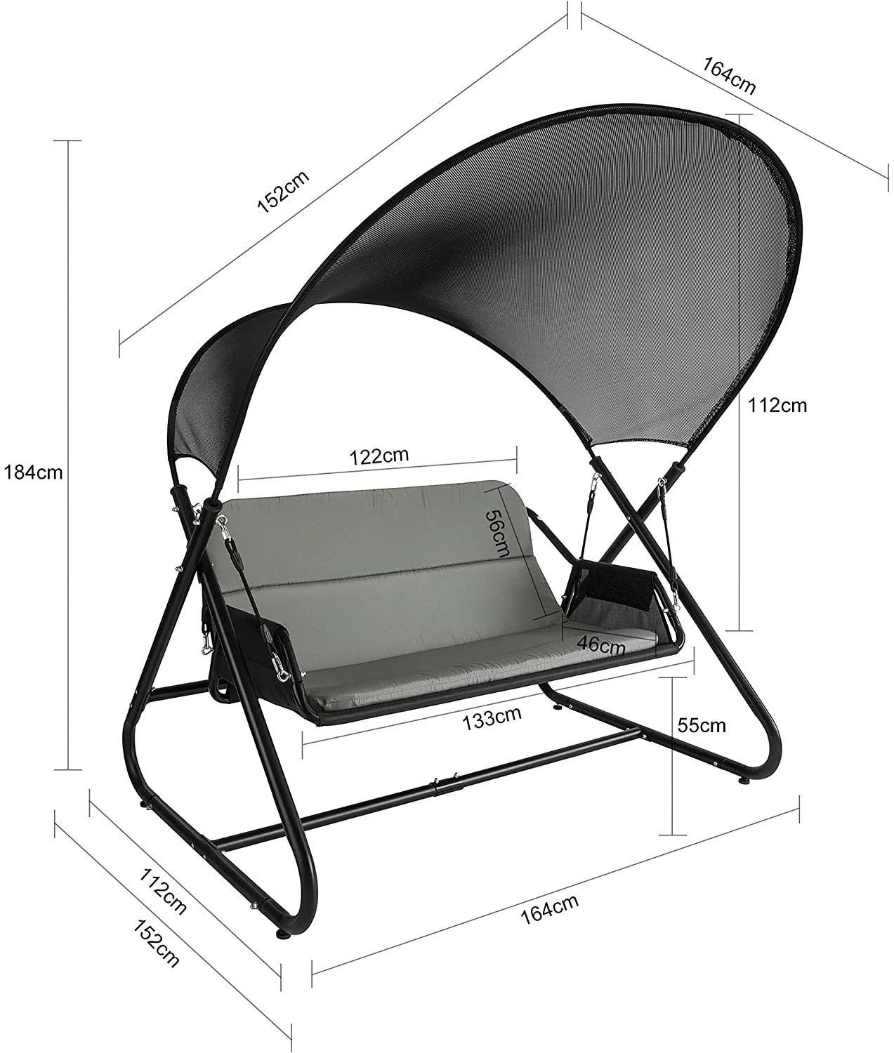 SoBuy OGS58-HG Hollywoodschaukel 7 SoBuy OGS58-HG Hollywoodschaukel – Bild 7
