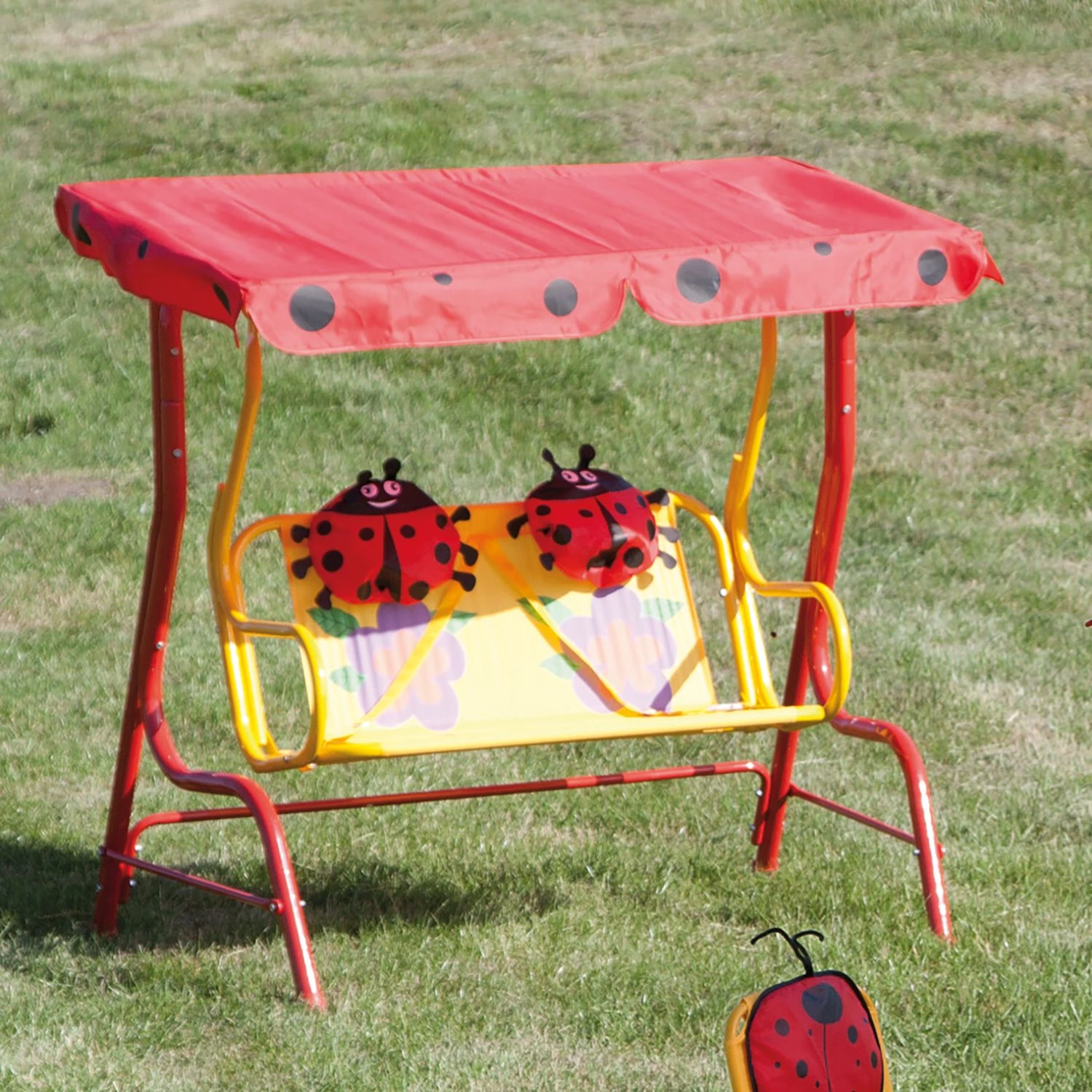 Siena Garden Hollywoodschaukel Marie - Stahl/Polyester - Rot/Käfermotiv 3 Siena Garden Hollywoodschaukel Marie - Stahl/Polyester - Rot/Käfermotiv – Bild 3