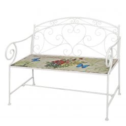 Garden Pleasure Gartenbank Floral - Stahl - Weiß