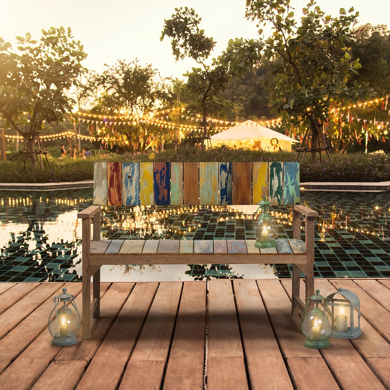 Siena Garden Gartenbank Palu - Teak teilmassiv - Mehrfarbig 2 Siena Garden Gartenbank Palu - Teak teilmassiv - Mehrfarbig – Bild 2