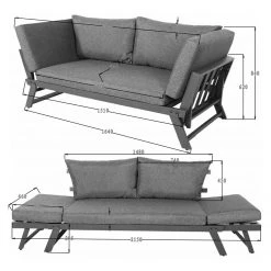 Jardi Gartenbank Torcy - Aluminium / Polyester - Grau / Schwarz -Gartenbänke Verkäufe 1000223222 210611 06411000015 SKETCH DETAILS P000000001000223222 sketch