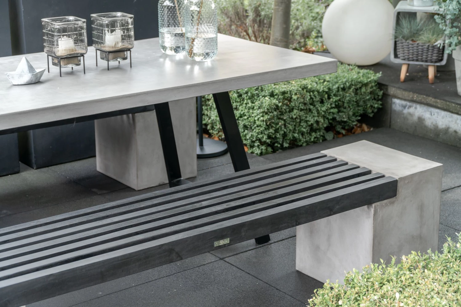 Matodi Novum Gartenbank Akazie schwarz 200 cm 2 Matodi Novum Gartenbank Akazie schwarz 200 cm – Bild 2