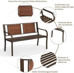 Costway Gartenbank mit Rattan Rückenlehne -Gartenbänke Verkäufe 2ecc11745e854ba6a2528fd4bcebb058