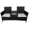 VidaXL 2-Sitzer-Gartensofa mit Teetisch - vidaXL 2-Sitzer-Gartensofa mit Teetisch Poly Rattan Schwarz