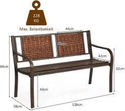 Costway Gartenbank mit Rattan Rückenlehne -Gartenbänke Verkäufe 550be3494c4a401899d1c143efcd6564