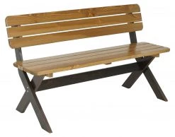 Gartenbank HWC-J83 Massivholz - Braun, Kiefer dunkelbraun