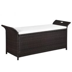 VidaXL Truhenbank mit Polster 138 cm - vidaXL Truhenbank mit Polster 138 cm Poly Rattan Braun
