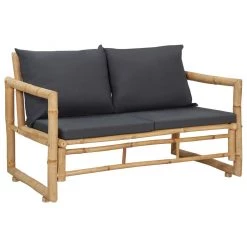 VidaXL 2-Sitzer Gartensofa mit Polstern Bambus - vidaXL Gartenbank mit Kissen 115 cm Bambus