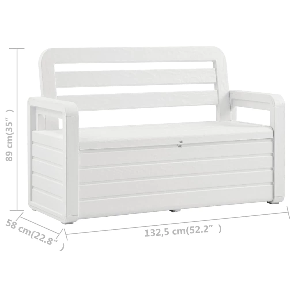 VidaXL Gartenbank - vidaXL Gartenbank mit Stauraum 132,5 cm Kunststoff Weiß 8 VidaXL Gartenbank - vidaXL Gartenbank mit Stauraum 132,5 cm Kunststoff Weiß – Bild 8