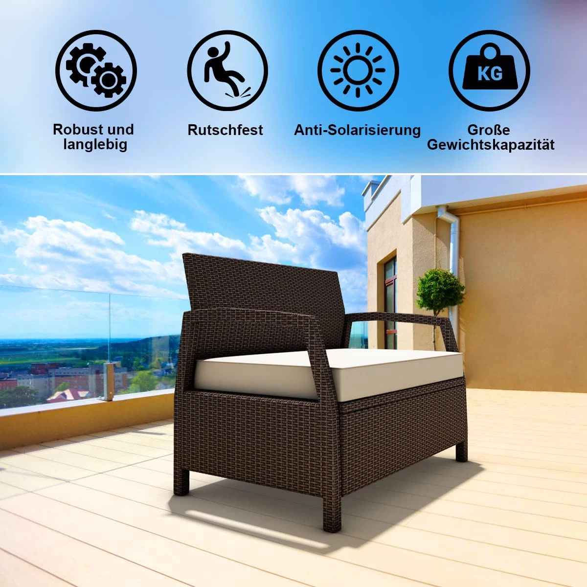 Costway Rattansofa 2 Sitzer 3 Costway Rattansofa 2 Sitzer – Bild 3