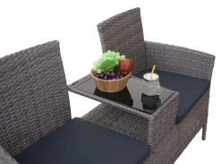 Poly-Rattan Sitzbank mit Tisch HWC-E24 - Hellgrau - Grau -Gartenbänke Verkäufe 90e862ee7d8b447cb57ba3f379d73673