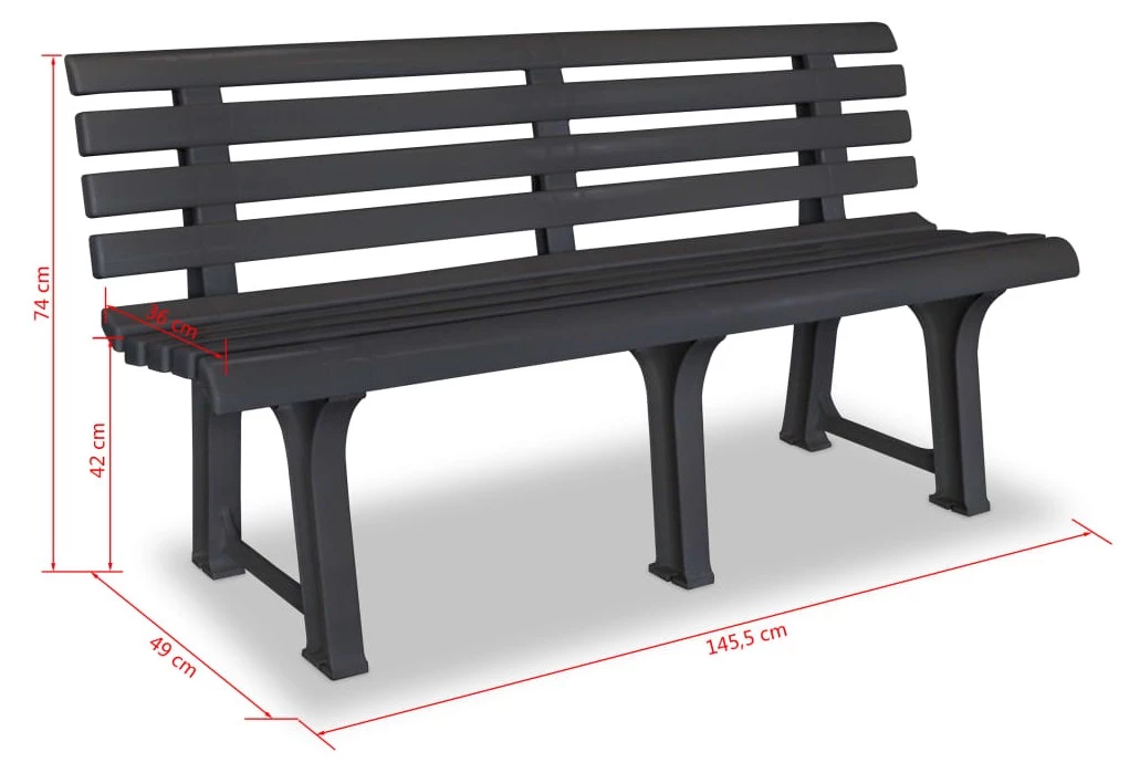 VidaXL Gartenbank 145,5 cm Kunststoff - vidaXL Gartenbank 145,5 cm Kunststoff Anthrazit 6 VidaXL Gartenbank 145,5 cm Kunststoff - vidaXL Gartenbank 145,5 cm Kunststoff Anthrazit – Bild 6