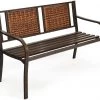 Costway Gartenbank mit Rattan Rückenlehne