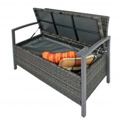 Garden Pleasure Gartenbank Ferrara - Grau -Gartenbänke Verkäufe truhenbank ferrara polyrattan grau 4517740