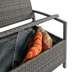 Garden Pleasure Gartenbank Ferrara - Grau -Gartenbänke Verkäufe truhenbank ferrara polyrattan grau 4517748