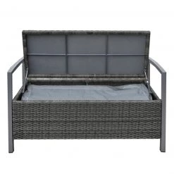 Garden Pleasure Gartenbank Ferrara - Grau -Gartenbänke Verkäufe truhenbank ferrara polyrattan grau 4517756